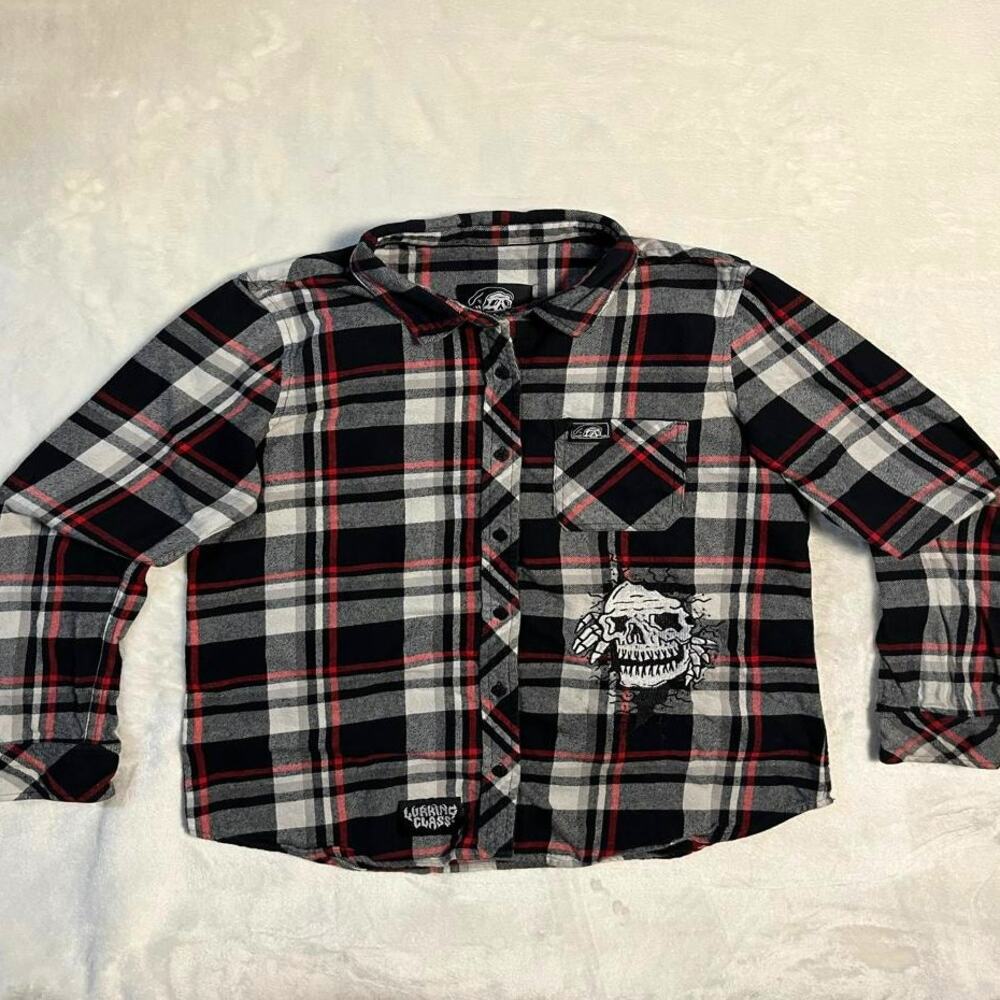 Sketchy Tank Lurking Class Flannel Shirt Women's M Killer Patch Emo Goth Punk